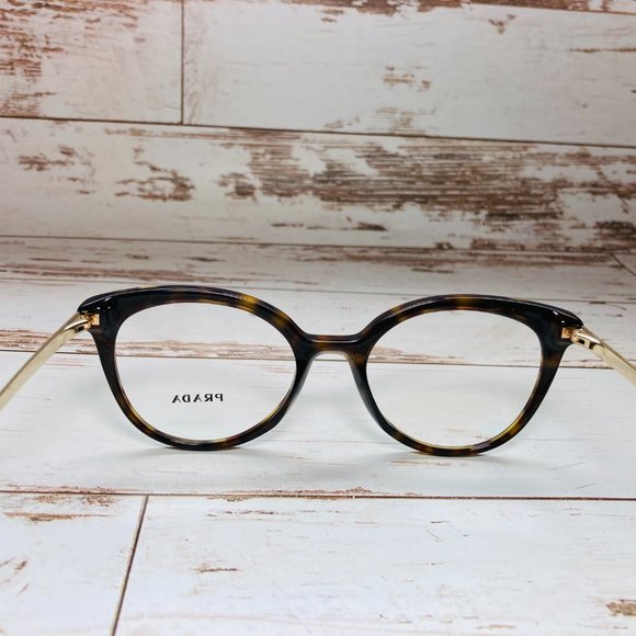 Prada Oval Brown Tortoise Gold Eyeglasses Glasses Frames NWOT - Picture 4 of 12